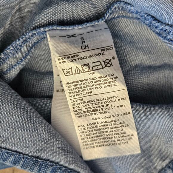 Old Navy Off the Shoulder Ruffle Chambray Dress sz Small - Picture 4 of 6